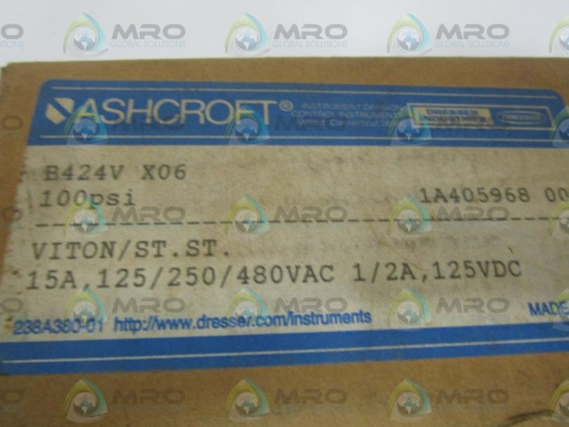 ASHCROFT B424VX06 PRESSURE SWITCH 100 PSI  NSMP