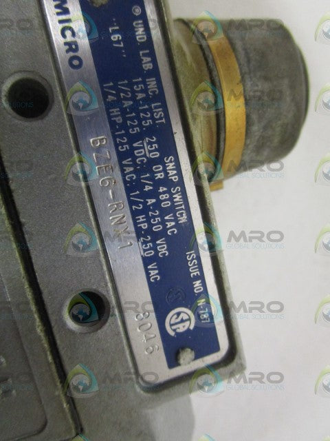MICROSWITCH BZE6-RNX1 LIMIT SWITCH (GREY BODY) *NEW NO BOX*