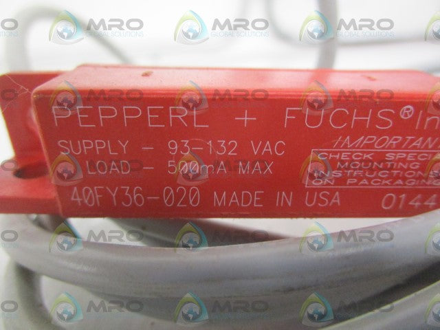 PEPPERL+FUCHS 40FY36-020 PROXIMITY SWITCH *USED*