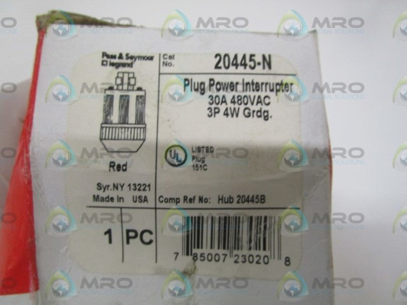 PASS & SEYMOUR LEGRAND 20445-N PLUG POWER INTERRUPTER *NEW IN BOX*