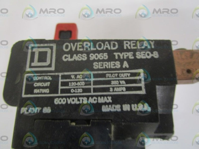 SQUARE D 9065-SEO-8 OVERLOAD RELAY *USED*