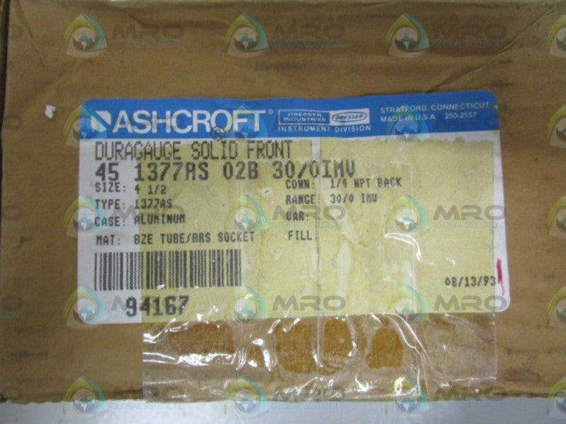 ASHCROFT 451377AS02B-30/0IMV 30-0IMV NSMP