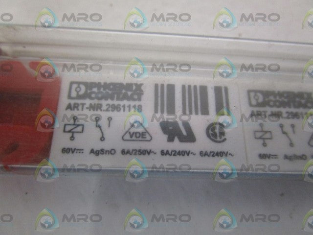 LOT OF 7 PHOENIX CONTACT 2961118 MINI RELAY *NEW IN ORIGINAL PACKAGE*