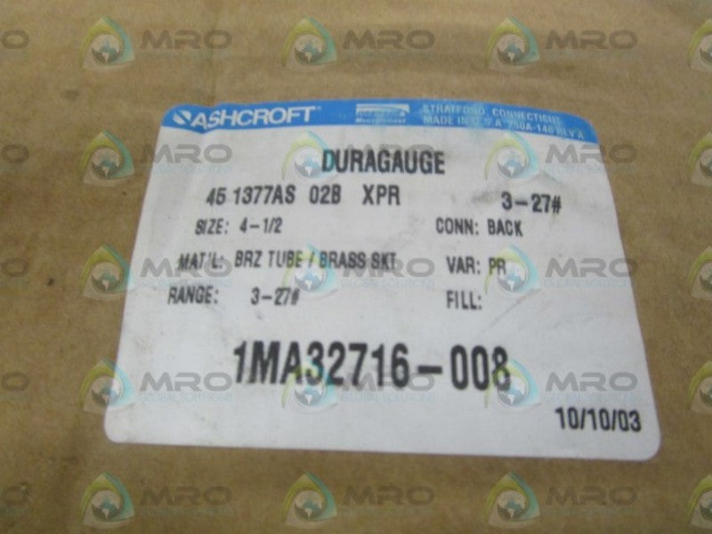 ASHCROFT 451377AS02BXPR-3-27# 3-27PSI 20-150F  NSMP