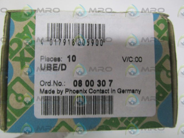 PHOENIX CONTACT UBE/D 0800307 MARKER CARRIER (PKG OF 10) *FACTORY SEALED*