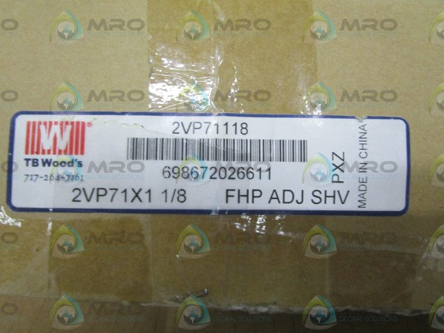 TBWOODS 2VP71X1-1/8 SHEAVE *NEW IN BOX*