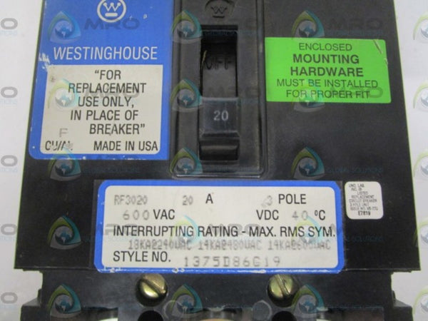 WESTINGHOUSE 1375D86C19 CIRCUIT BREAKER  NSNP