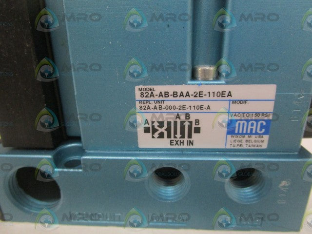 MAC 82A-AB-BAA-2E-110EA SOLENOID VALVE W/ 250B-110 *NEW NO BOX*