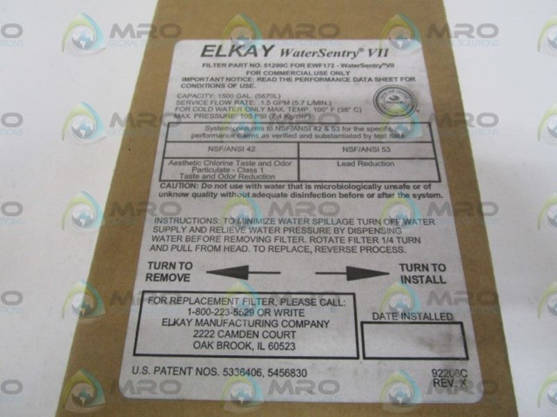 ELKAY 51299C FILTER * FACTORY SEALED *