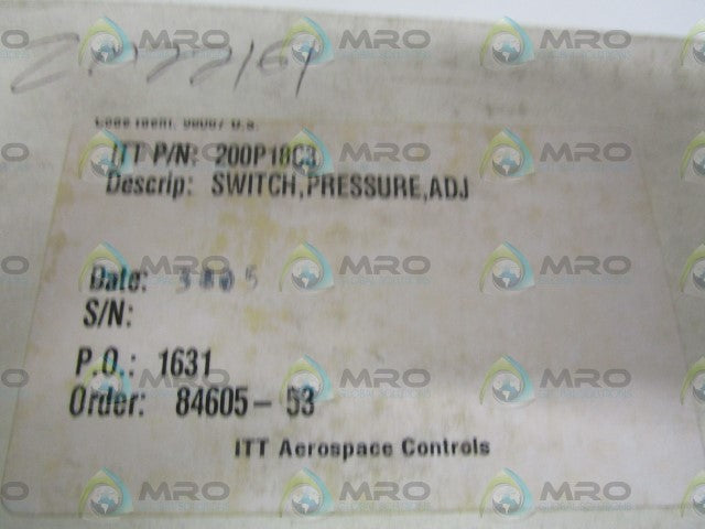 ITT 200P18C3 PRESSURE SWITCH 1000 TO 10000PSIG *NEW IN BOX*