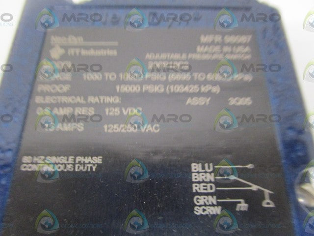 ITT 200P18C3 PRESSURE SWITCH 1000 TO 10000PSIG *NEW IN BOX*