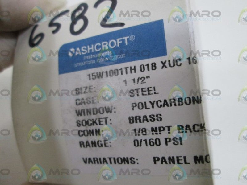 ASHCROFT 15W1001TH01BXUC-160# PRESSURE GAUGE 0-160PSI  NSMP