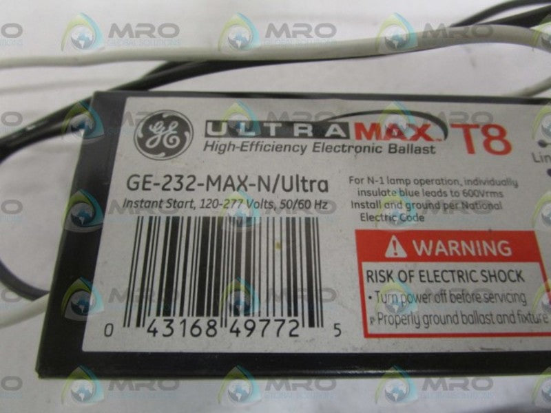 GENERAL ELECTRIC GE232MAX-N/ULTRA ELECTRONIC BALLAST 120-277V  UNMP