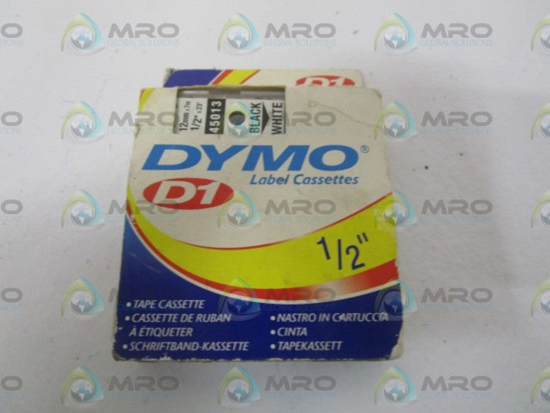 DYMO 45013 BLACK/WHITE LABEL CASSETTES  NSMP