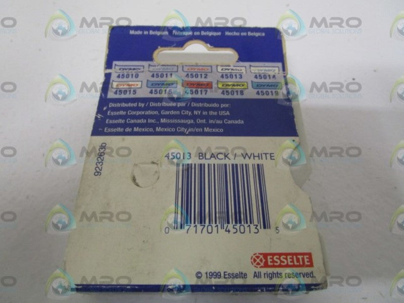 DYMO 45013 BLACK/WHITE LABEL CASSETTES  NSMP