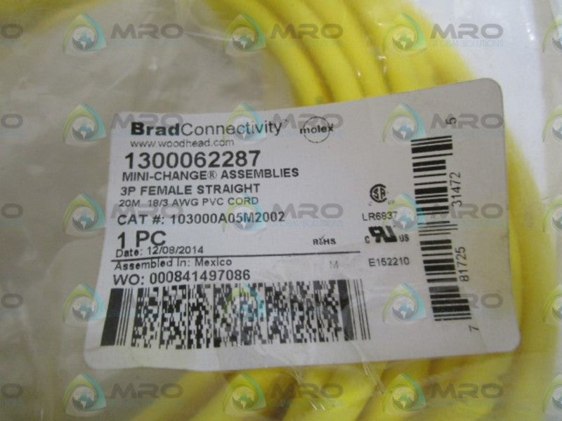BRAD CONNECTIVITY 103000A05M2002 FEMALE CORD  NSMP