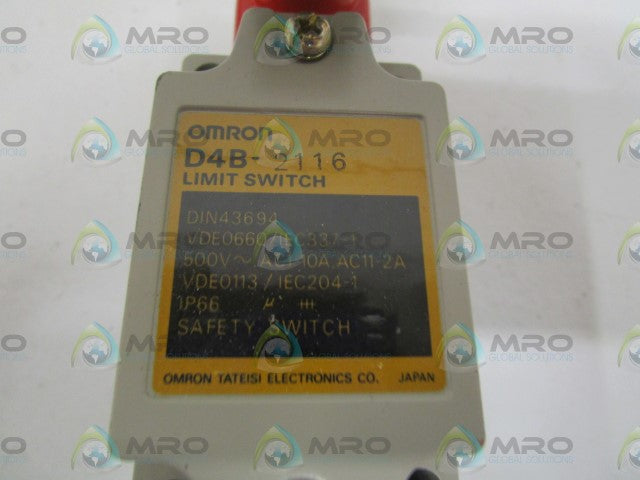 OMRON D4B-2116 LIMIT SWITCH (AS PICTURED) *NEW NO BOX*