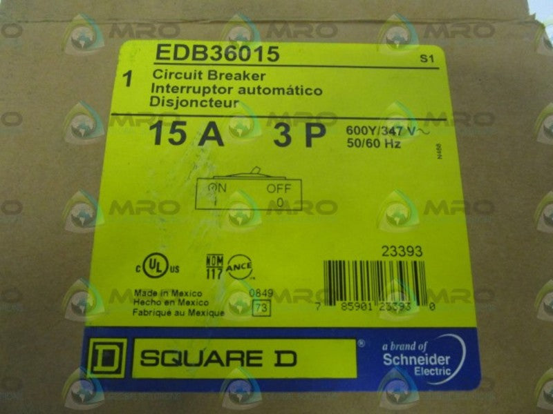 SQUARE D EDB36015 CIRCUIT BREAKER 15AMP *NEW IN BOX*