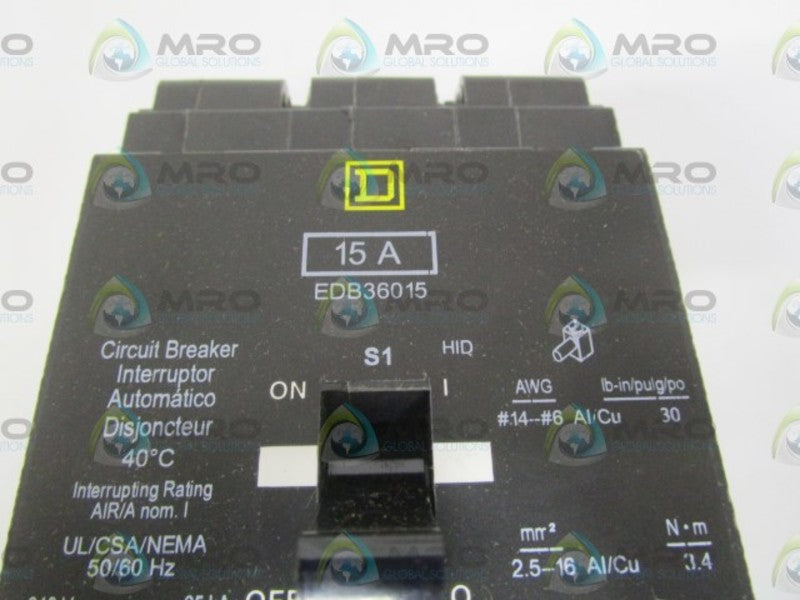 SQUARE D EDB36015 CIRCUIT BREAKER 15AMP *NEW IN BOX*
