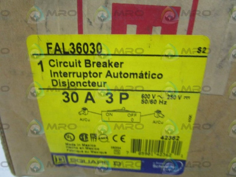 SQUARE D FAL36030 CIRCUIT BREAKER 30A (GREEN) *NEW IN BOX*