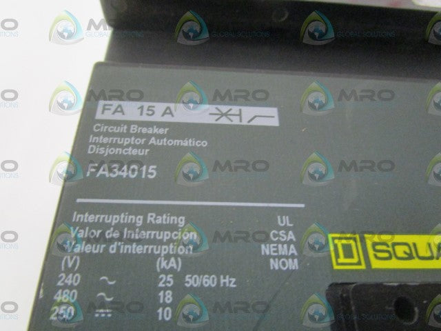 SQUARE D FA34015 CIRCUIT BREAKER 15A (GREEN) *NEW NO BOX*