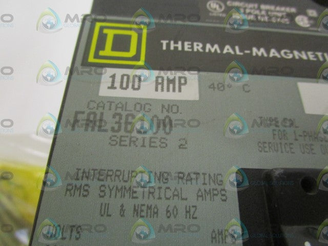 SQUARE D FAL36100 CIRCUIT BREAKER 100A (GREY)  *NEW IN BOX*