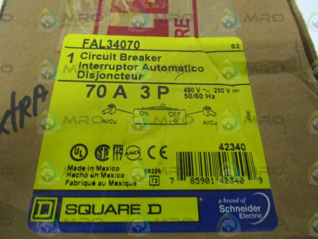 SQUARE D FAL34070 CIRCUIT BREAKER 70AMP *NEW IN BOX*