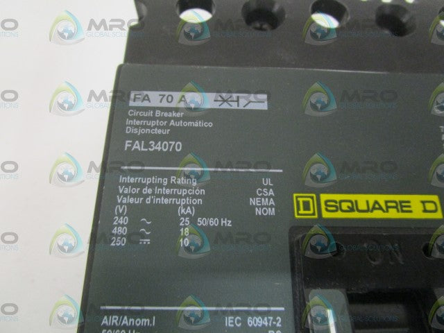 SQUARE D FAL34070 CIRCUIT BREAKER 70AMP *NEW IN BOX*