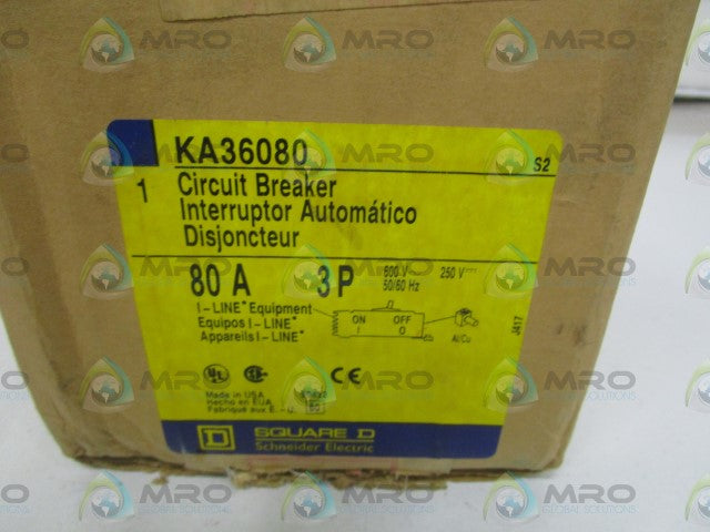 SQUARE D KA36080 CIRCUIT BREAKER 80A *FACTORY SEALED*