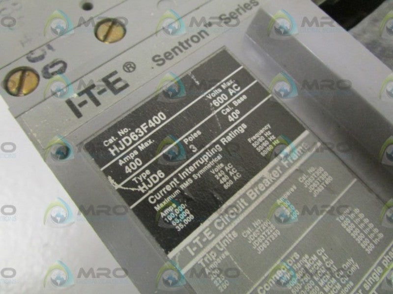 ITE HJD63B400 MAGNETIC TRIP 400AMP CIRCUIT BREAKER *USED*