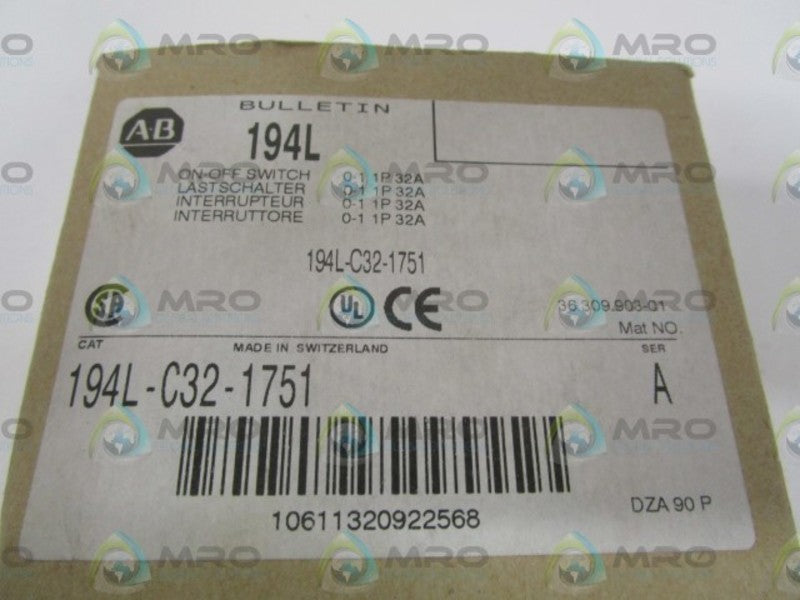 INDUSTRIAL SPARE PART 194L-C32-1751  SER. A ON-OFF SWITCH (AS PICTURED)  NSMP