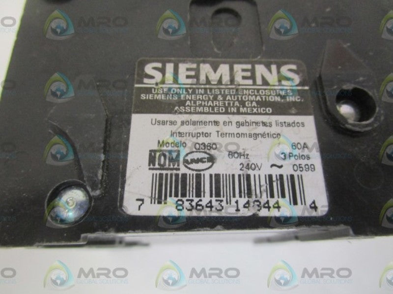 SIEMENS Q360 CIRCUIT BREAKER 60A *NEW NO BOX*