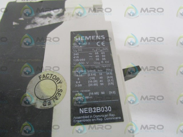 SIEMENS NEB2B030 CIRCUIT BREAKER 30AMP *NEW NO BOX*