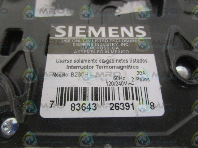 SIEMENS B230H CIRCUIT BREAKER 30A *NEW NO BOX*