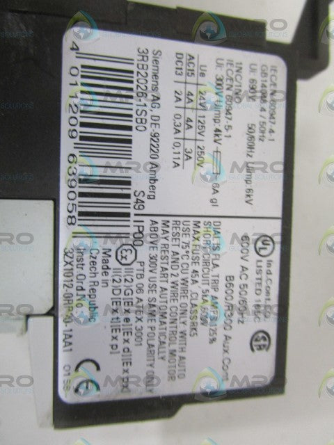 SIEMENS 3RB2026-1SB0 OVERLOAD RELAY (AS PICTURED) *NEW NO BOX*
