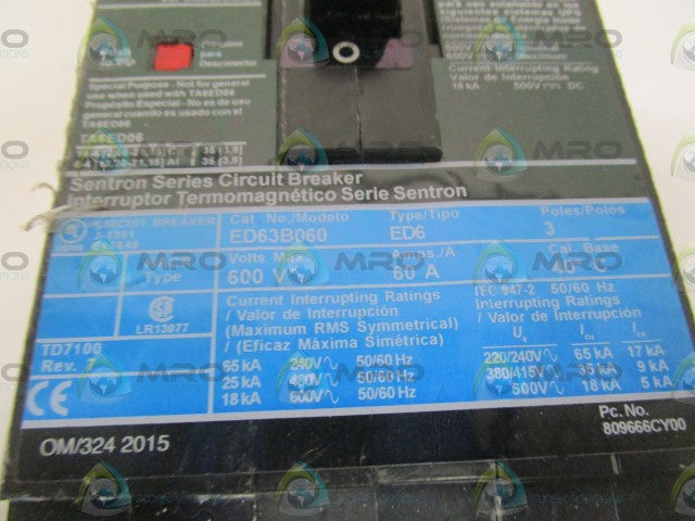 SIEMENS ED63B060 CIRCUIT BREAKER *NEW NO BOX*