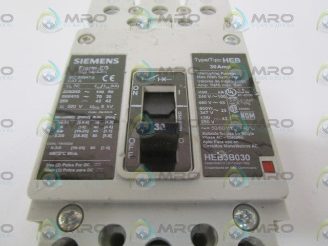 SIEMENS HEB3B030 CIRCUIT BRAEKER 30A (AS PICTURED) *NEW NO BOX*
