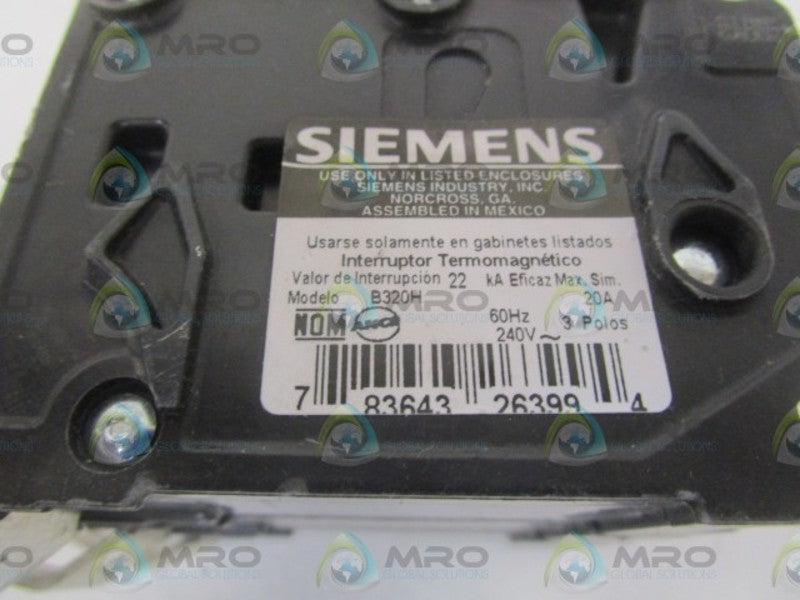 SIEMENS B320H CIRCUIT BREAKER 20A (AS PICTURED) *NEW NO BOX*