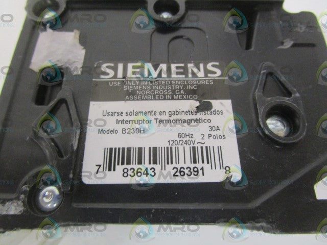 SIEMENS B230H CIRCUIT  BREAKER 30A (AS PICTURED) *NEW NO BOX*