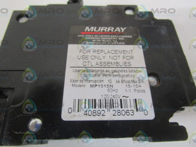 MURRAY MP1515N CIRCUIT BREAKER 15-15A (AS PICTURED) *NEW NO BOX*