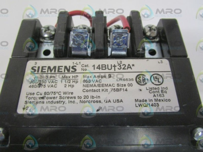 SIEMENS 14BU+32A W/ 75D73070F W/ 3UB8113-4AB2 (AS PICTURED)  NSNP
