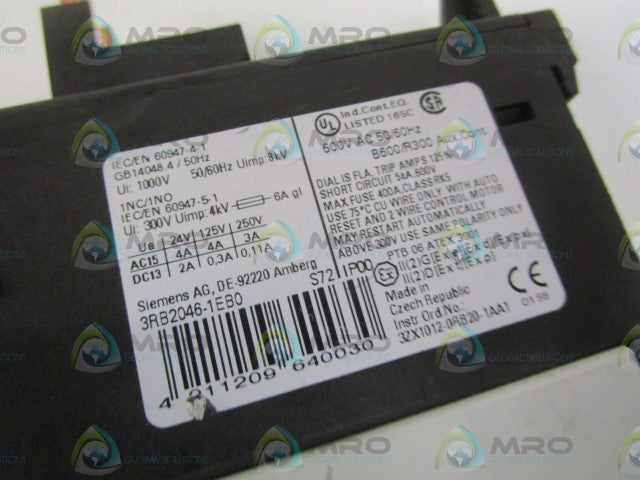 SIEMENS 3RB2046-1EB0 OVERLOAD RELAY (AS PICTURED) *NEW NO BOX*