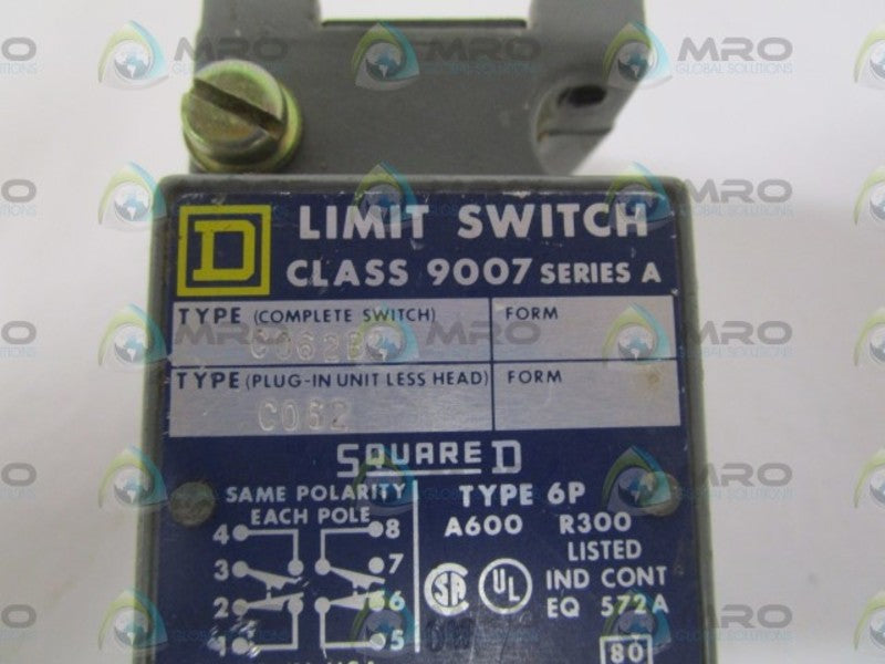 SQUARE D 9007-C062 SER. A LIMIT SWITCH (BODY ONLY) *USED *