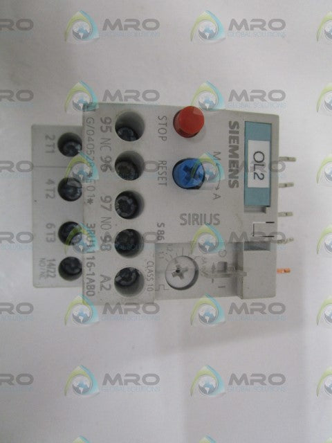 SIEMENS 3RU1116-1AB0 OVERLOAD RELAY 1.1-1.6A *USED*