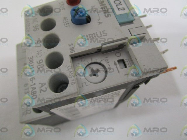 SIEMENS 3RU1116-1AB0 OVERLOAD RELAY 1.1-1.6A *USED*