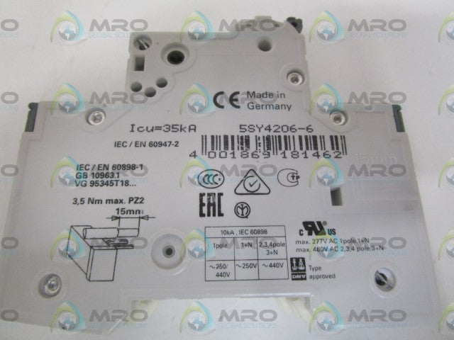 SIEMENS 5SY4206-6 CIRCUIT BREAKER 400V *NEW NO BOX*