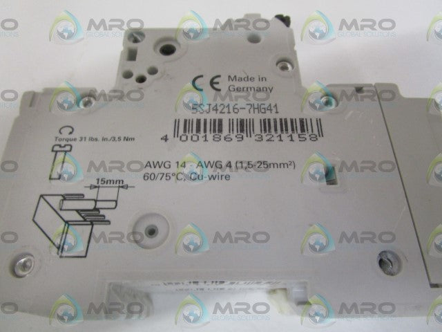 SIEMENS 5SJ4216-7HG41 CIRCUIT BREAKER 16A *NEW NO BOX*