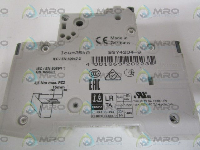 SIEMENS 5SY4204-8 CIRCUIT BREAKER 400V *NEW NO BOX*