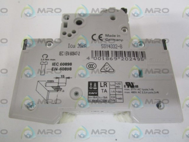 SIEMENS 5SY4332-8 CIRCUIT BREAKER 400V *NEW NO BOX*