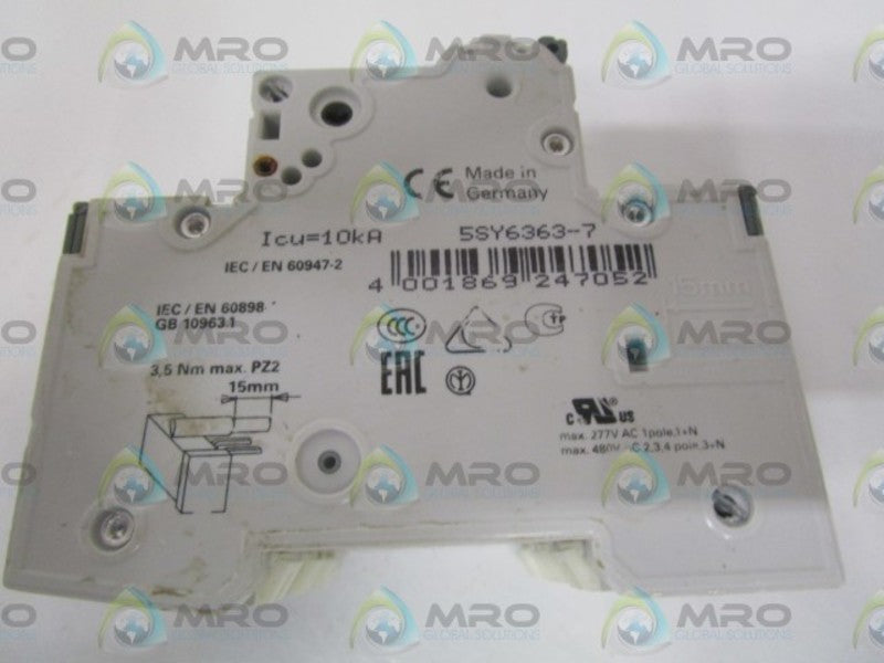 SIEMENS 5SY6363-7 CIRCUIT BREAKER 400V *NEW NO BOX*